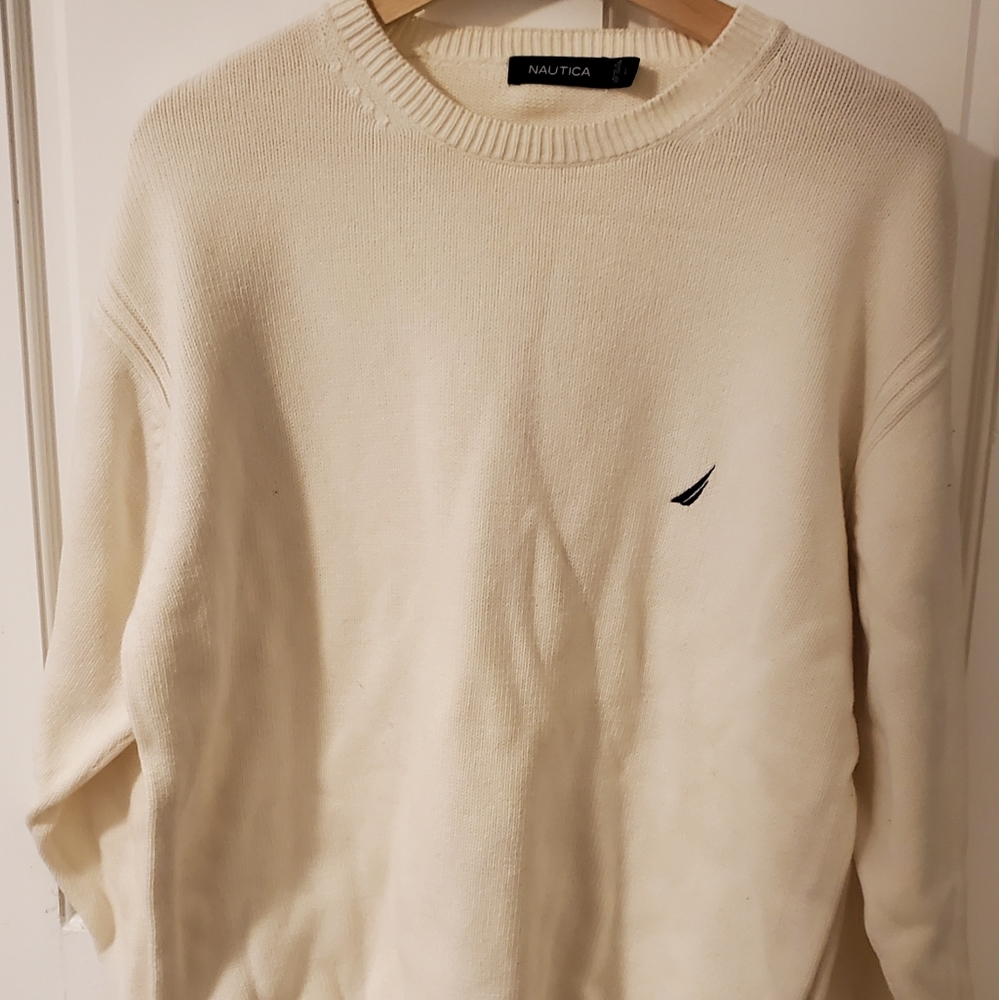 Nautica cream pullover sweater size L